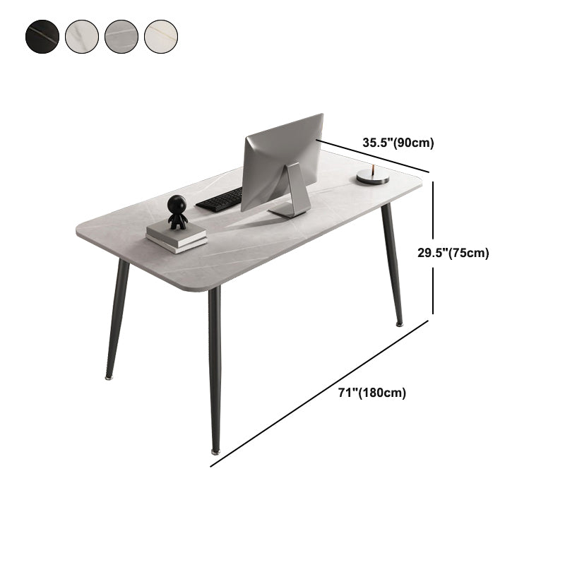 Stone Rectangular Writing Desk Bedroom Office Desk with Metal Legs