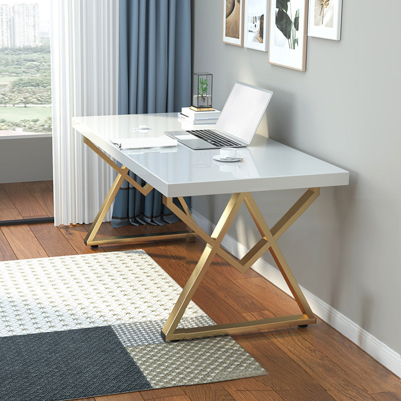 Solid Wood Glam Writing Desk Rectangular Office Desk for Home