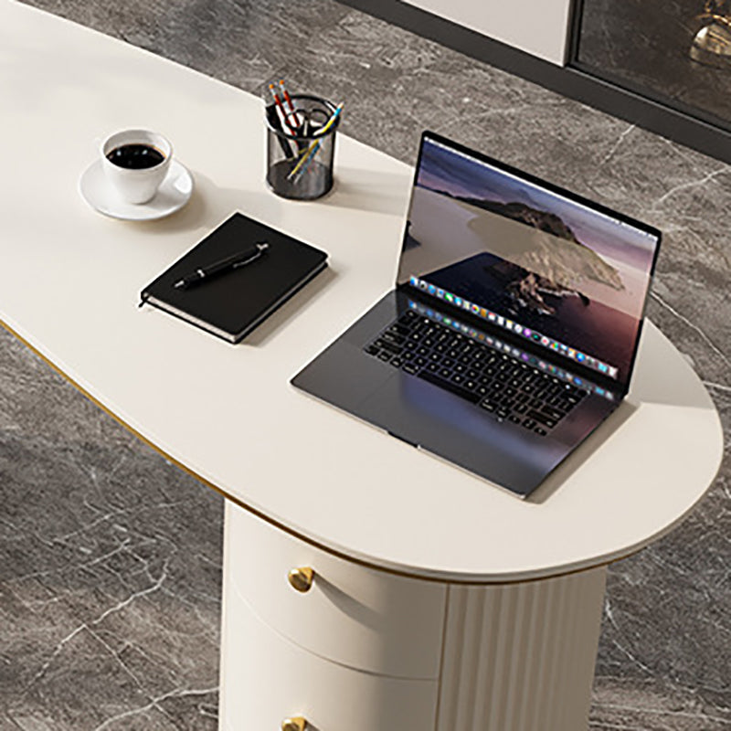 Light Luxury Marble Writing Desk White 3-drawer Writing Desk