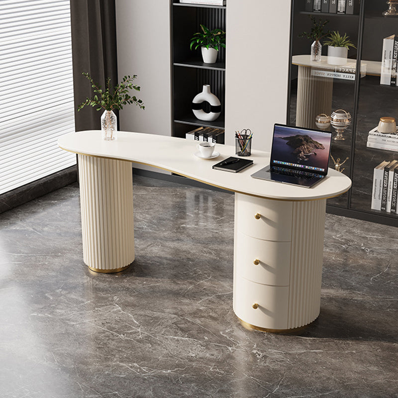 Light Luxury Marble Writing Desk White 3-drawer Writing Desk