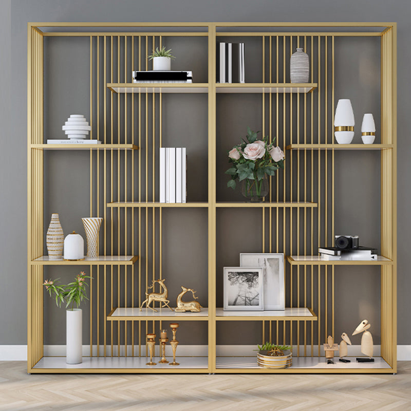 Gold and Black Etagere Book Shelf Vertical Open Home Bookshelf with 6 Shelves