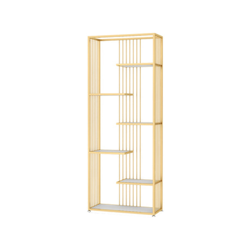 Gold and Black Etagere Book Shelf Vertical Open Home Bookshelf with 6 Shelves