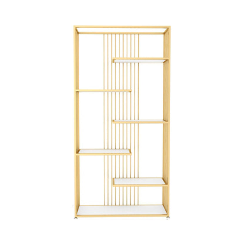 Gold and Black Etagere Book Shelf Vertical Open Home Bookshelf with 6 Shelves