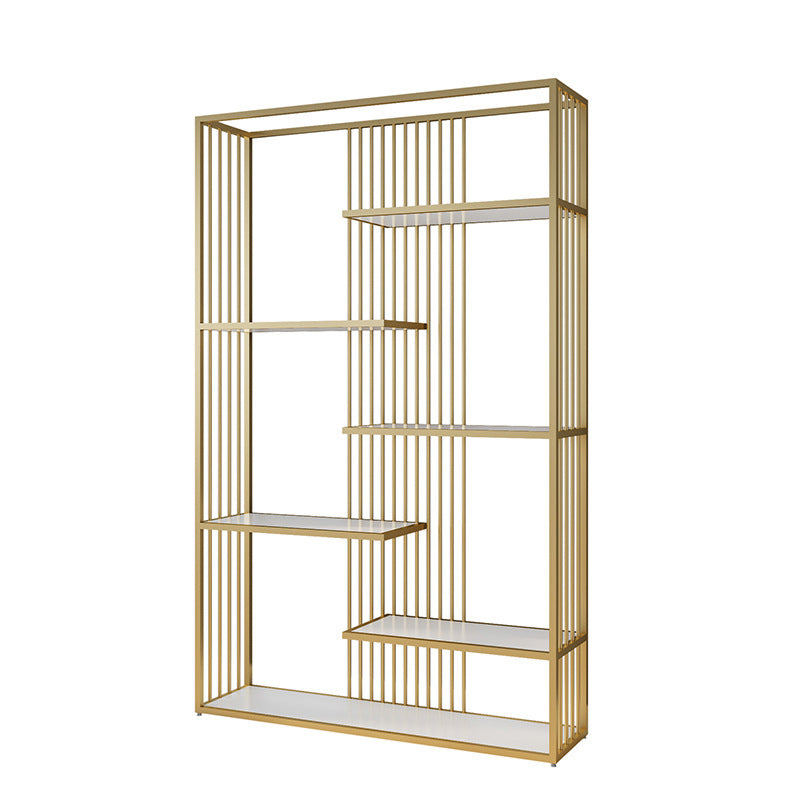 Gold and Black Etagere Book Shelf Vertical Open Home Bookshelf with 6 Shelves