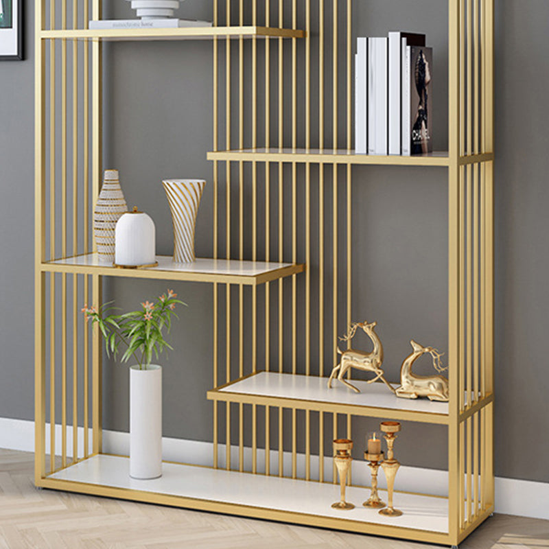 Gold and Black Etagere Book Shelf Vertical Open Home Bookshelf with 6 Shelves