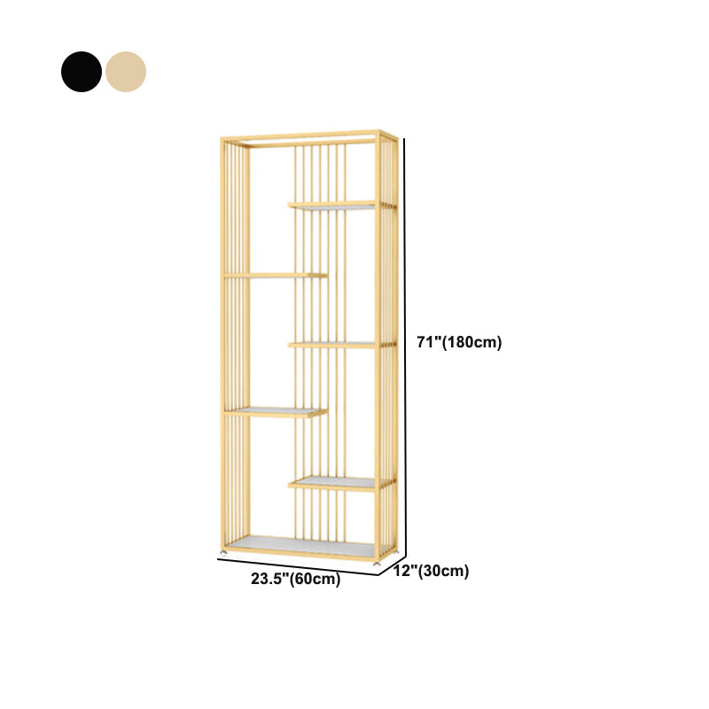 Gold and Black Etagere Book Shelf Vertical Open Home Bookshelf with 6 Shelves