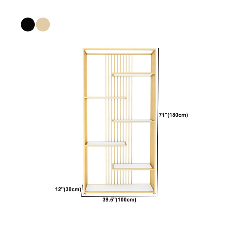 Gold and Black Etagere Book Shelf Vertical Open Home Bookshelf with 6 Shelves