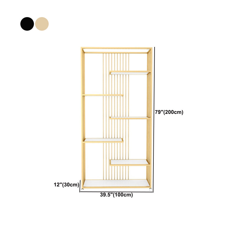 Gold and Black Etagere Book Shelf Vertical Open Home Bookshelf with 6 Shelves