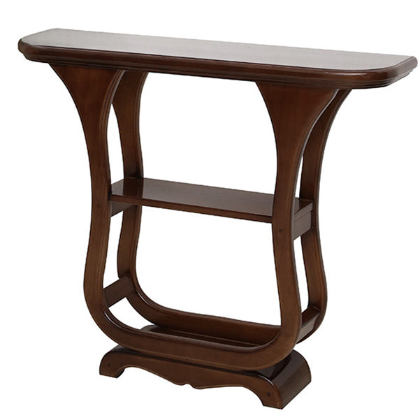 33.46" Tall Half Moon Accent Table Solid Wood Console Table for Hall