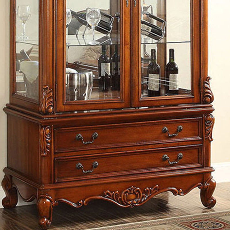 Traditional Solid Wood Display Cabinet Multi-shelf Buffet Cabinet for Dining Room