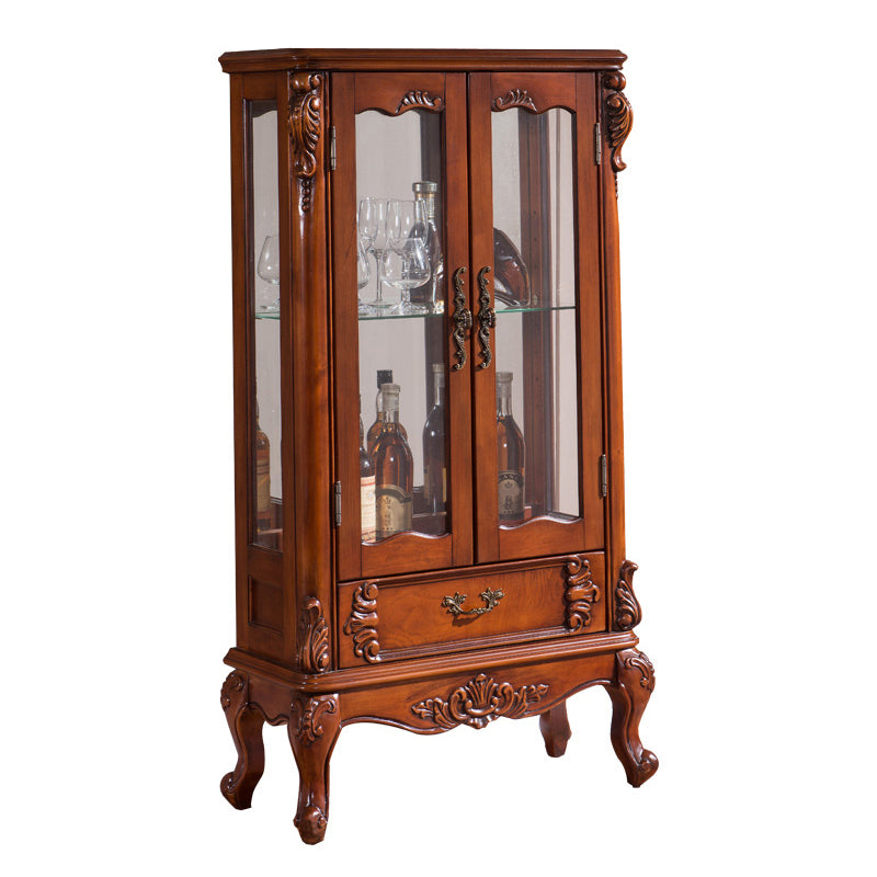 Traditional Solid Wood Display Cabinet Multi-shelf Buffet Cabinet for Dining Room