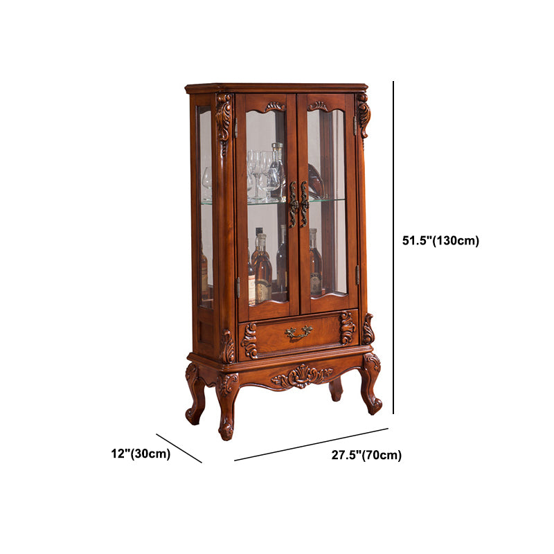 Traditional Solid Wood Display Cabinet Multi-shelf Buffet Cabinet for Dining Room