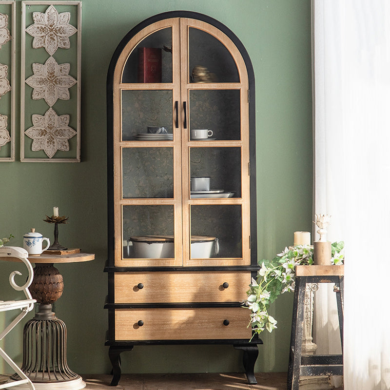 Traditional Wood Cabinet Multi-shelf Display Buffet Cabinet with Door for Living Room