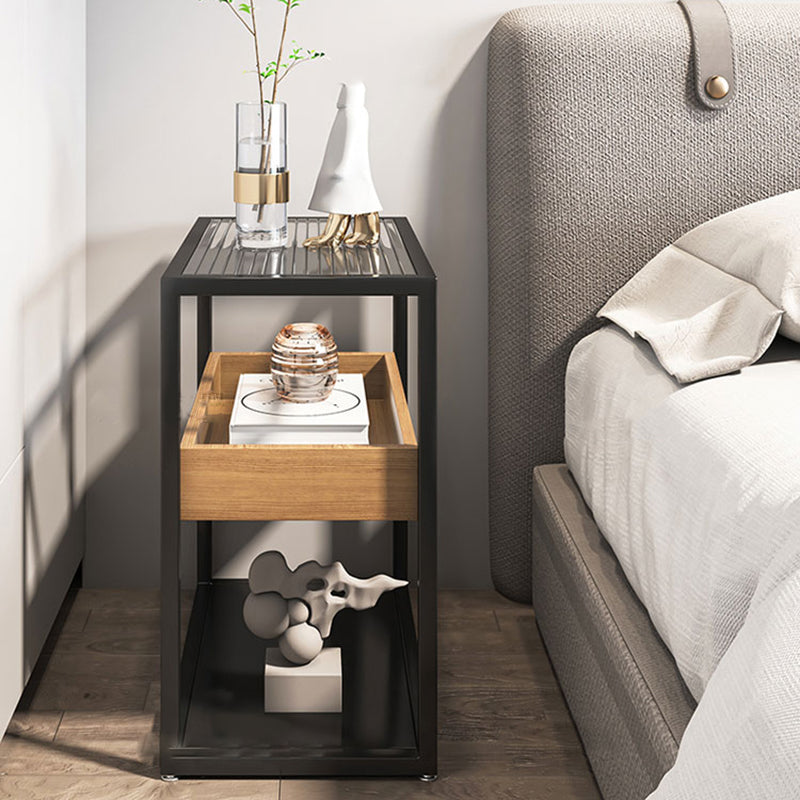 Open Storage Bedside Cabinet Modern Bed Nightstand for Bedroom