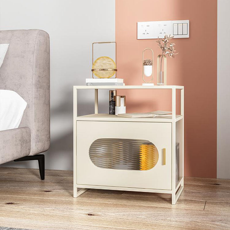 Modern Metal Night Table Storage Bedside Cabinet with Door for Bedroom