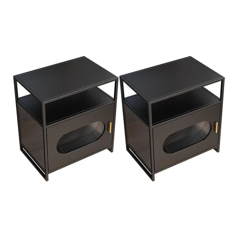 Modern Metal Night Table Storage Bedside Cabinet with Door for Bedroom