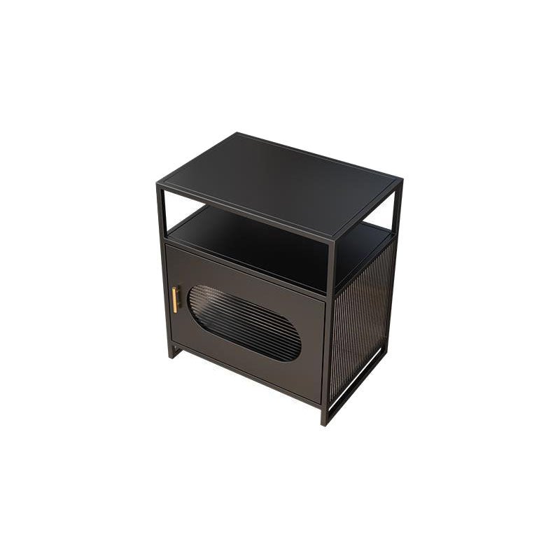 Modern Metal Night Table Storage Bedside Cabinet with Door for Bedroom