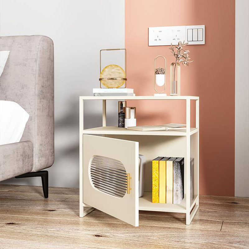 Modern Metal Night Table Storage Bedside Cabinet with Door for Bedroom