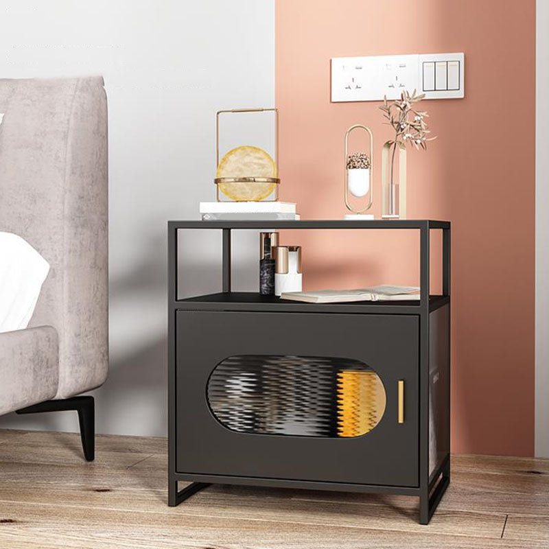 Modern Metal Night Table Storage Bedside Cabinet with Door for Bedroom