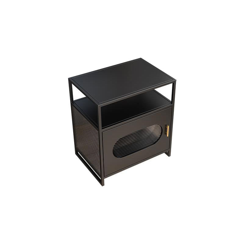 Modern Metal Night Table Storage Bedside Cabinet with Door for Bedroom