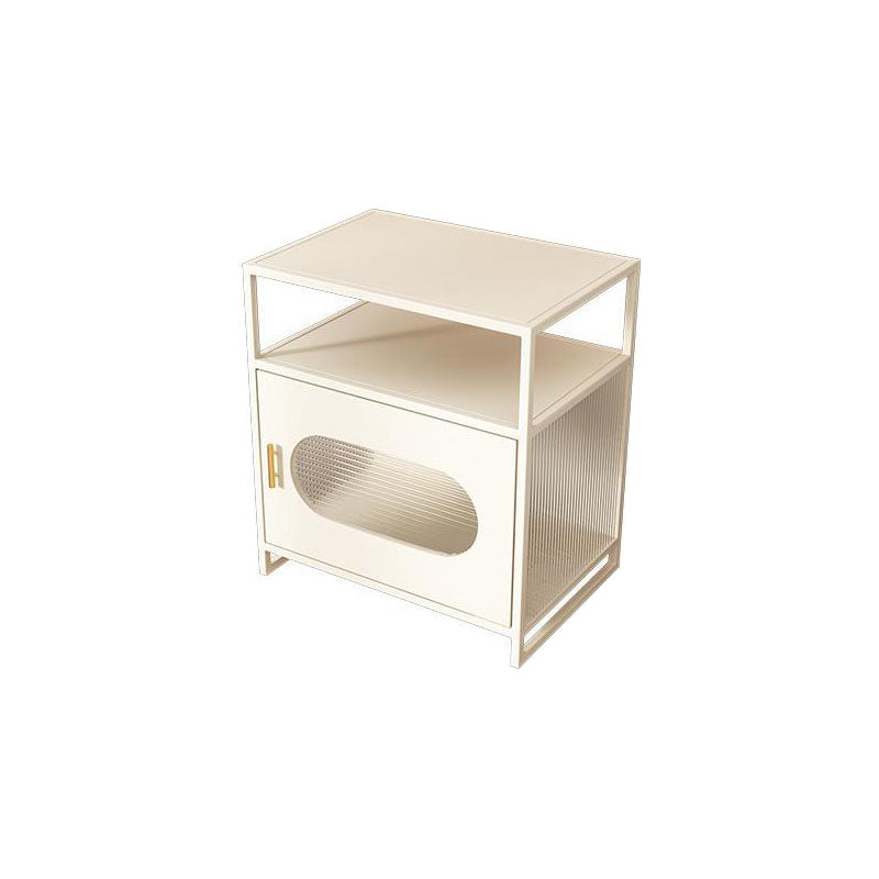 Modern Metal Night Table Storage Bedside Cabinet with Door for Bedroom