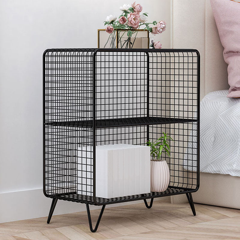 Modern Metal Bedside Cabinet Open Storage Nightstand with Shelves