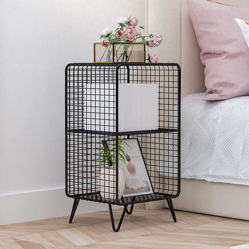 Modern Metal Bedside Cabinet Open Storage Nightstand with Shelves