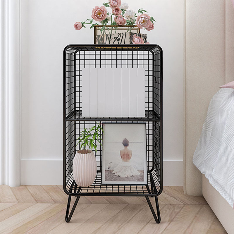 Modern Metal Bedside Cabinet Open Storage Nightstand with Shelves