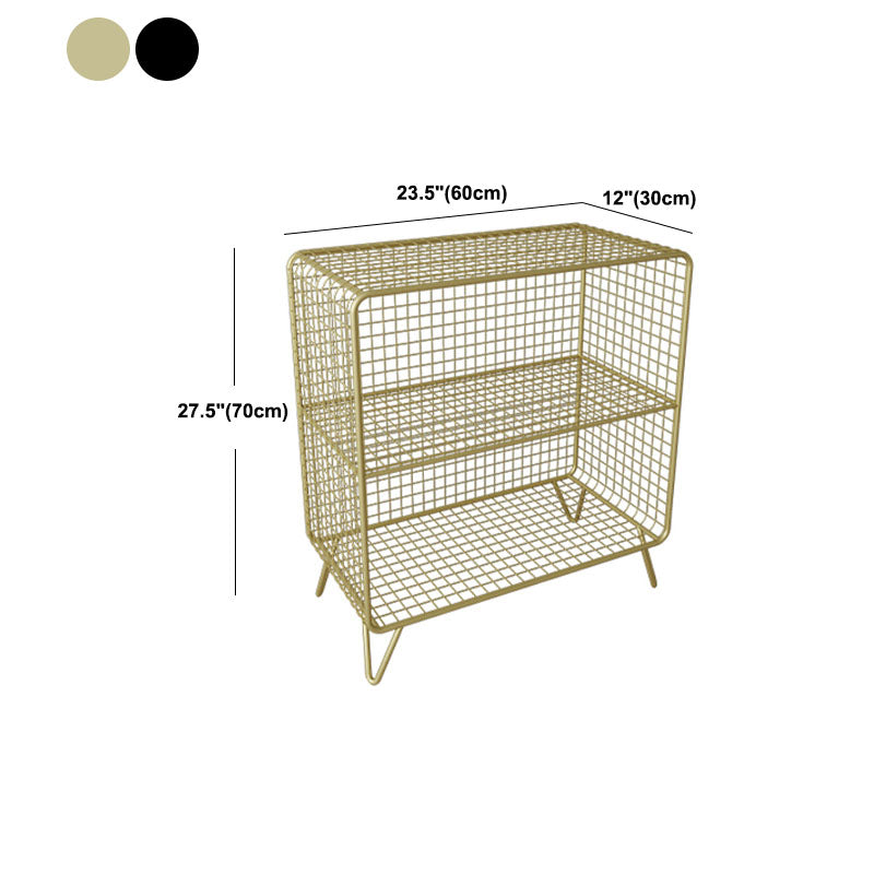 Modern Metal Bedside Cabinet Open Storage Nightstand with Shelves