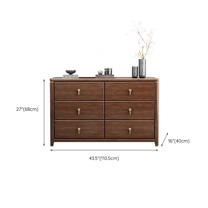 Glam Bedroom Chest Walnut Wood Vertical Storage Chest with Drawers