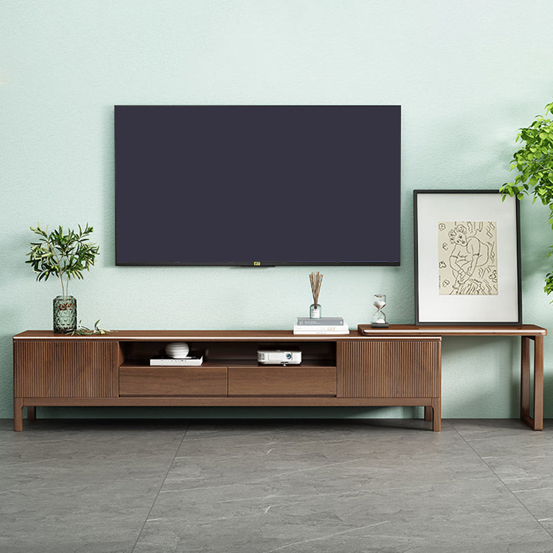 Contemporary Wood TV Stand Adjustable TV Media Stand with Legs for Living Room