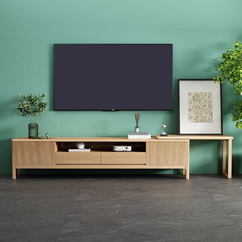 Contemporary Wood TV Stand Adjustable TV Media Stand with Legs for Living Room