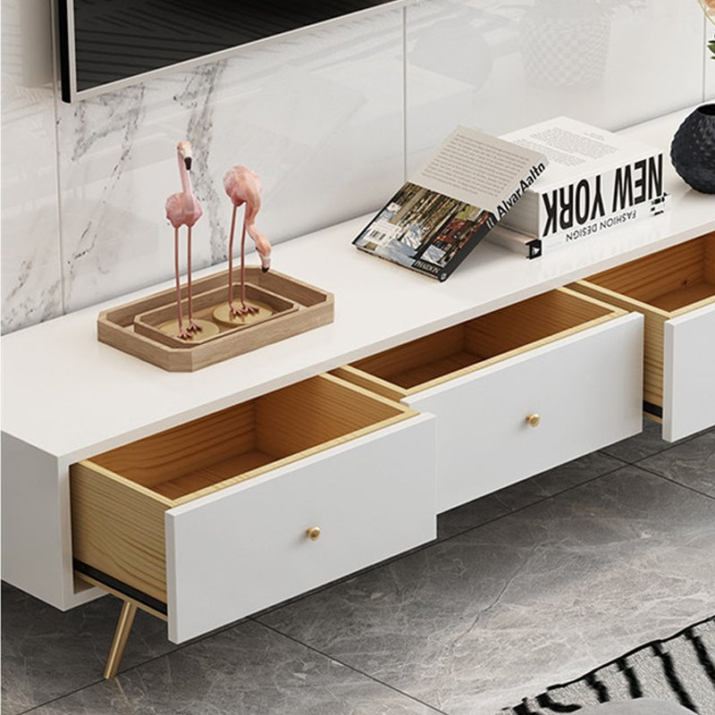 Modern TV Media Stand Engineered Wood White TV Stand Console with Drawers