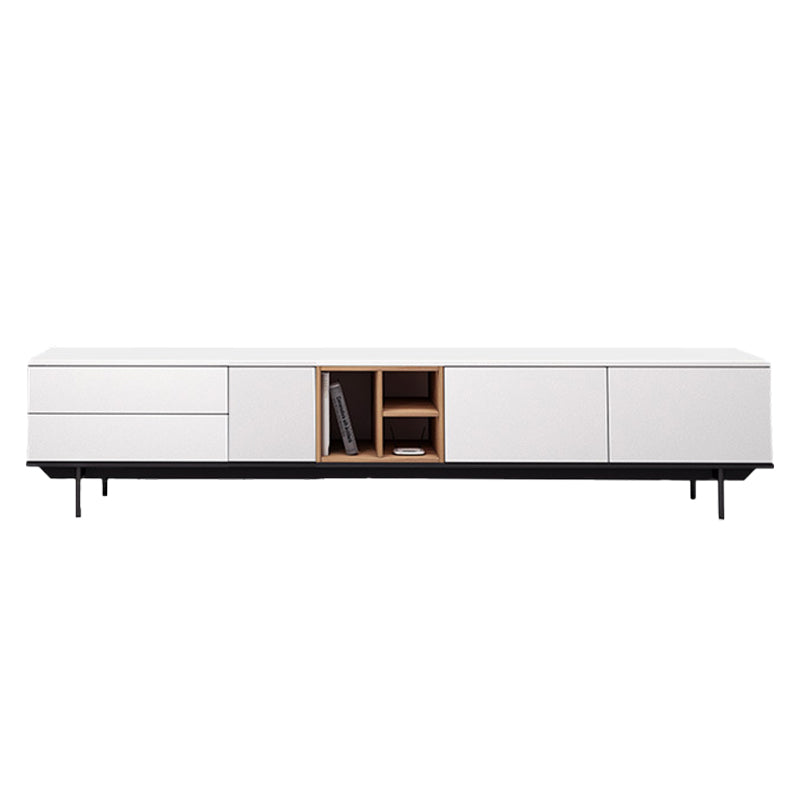 Contemporary Wooden TV Stand Open Storage TV Media Console with Doors for Living Room