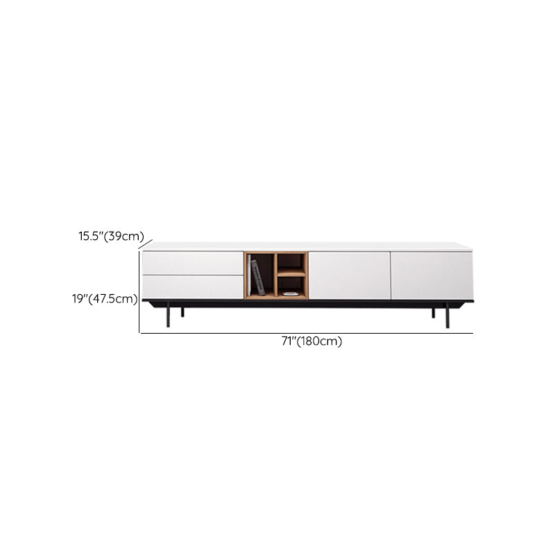 Contemporary Wooden TV Stand Open Storage TV Media Console with Doors for Living Room