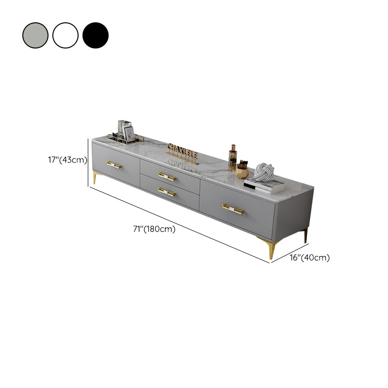 Glam Enclosed Storage TV Stand Stone TV Media Console with 4 Drawers