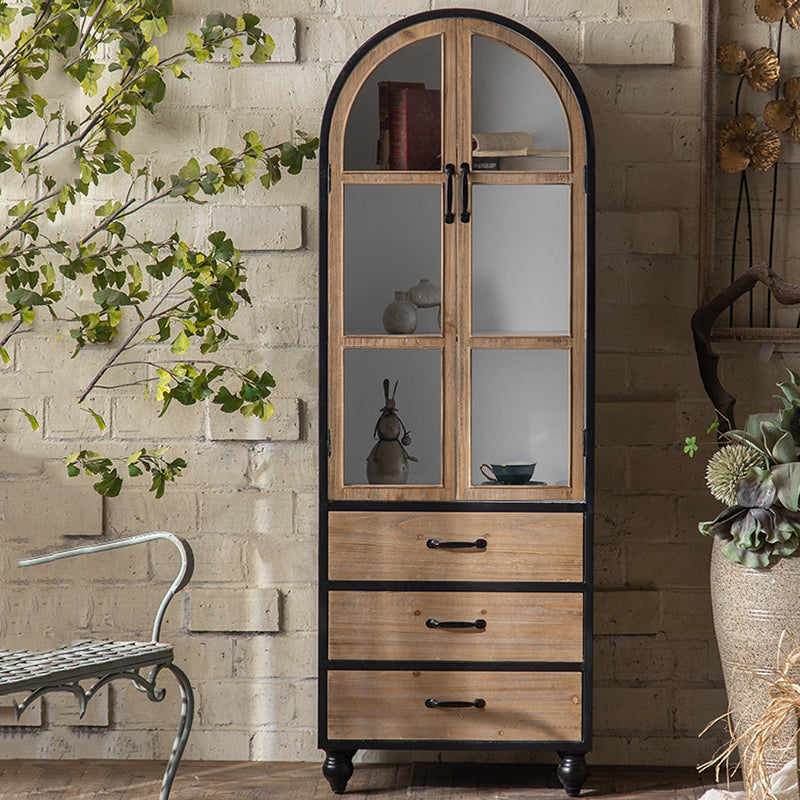 Traditional Wood Cabinet Multi-shelf Buffet Cabinet with Door for Living Room