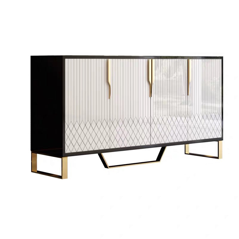 4 Doors Glam Buffet Mirrored Cabinets Buffet Sideboard for Living Room