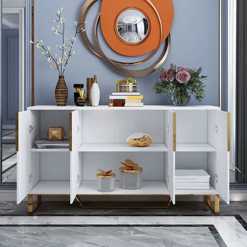 4 Doors Glam Buffet Mirrored Cabinets Buffet Sideboard for Living Room