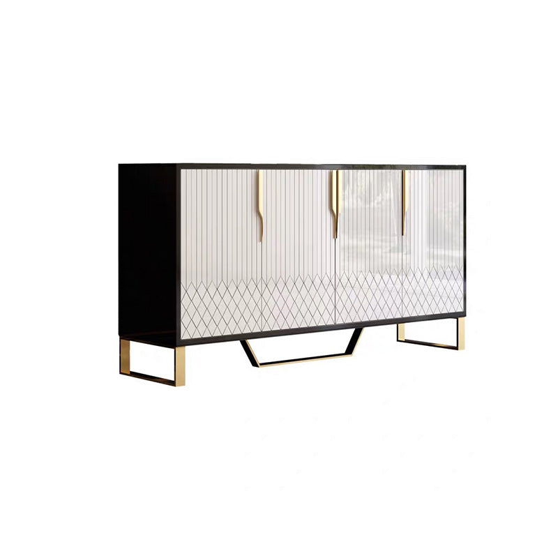 4 Doors Glam Buffet Mirrored Cabinets Buffet Sideboard for Living Room