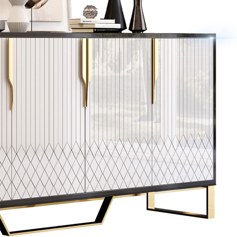 4 Doors Glam Buffet Mirrored Cabinets Buffet Sideboard for Living Room