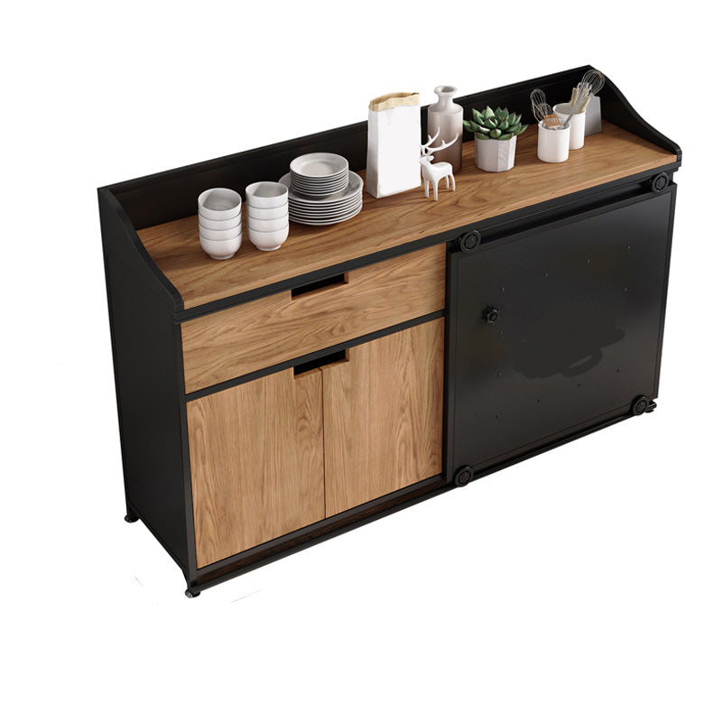 1 Drawer Sideboard Table 3 Door Engineered Wood Credenza with Sliding Door