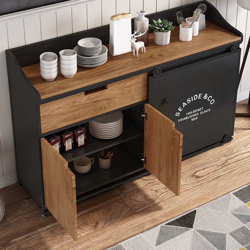 1 Drawer Sideboard Table 3 Door Engineered Wood Credenza with Sliding Door