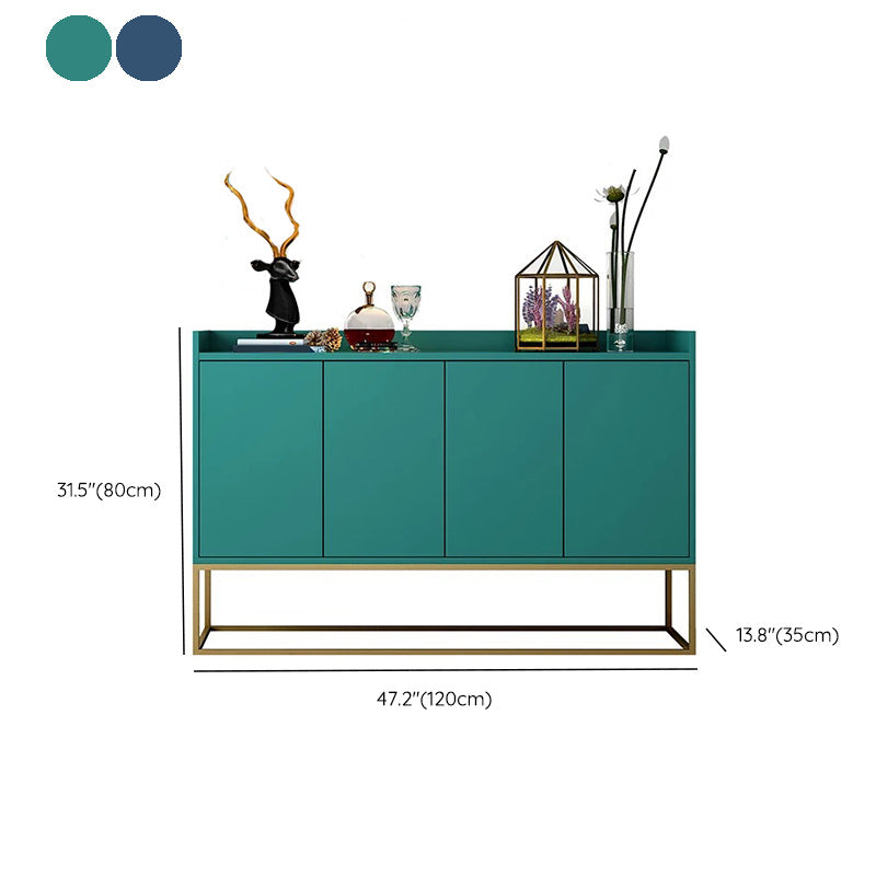 Glam Solid Wood Credenza 4 Door Sideboard Table with Metal Base