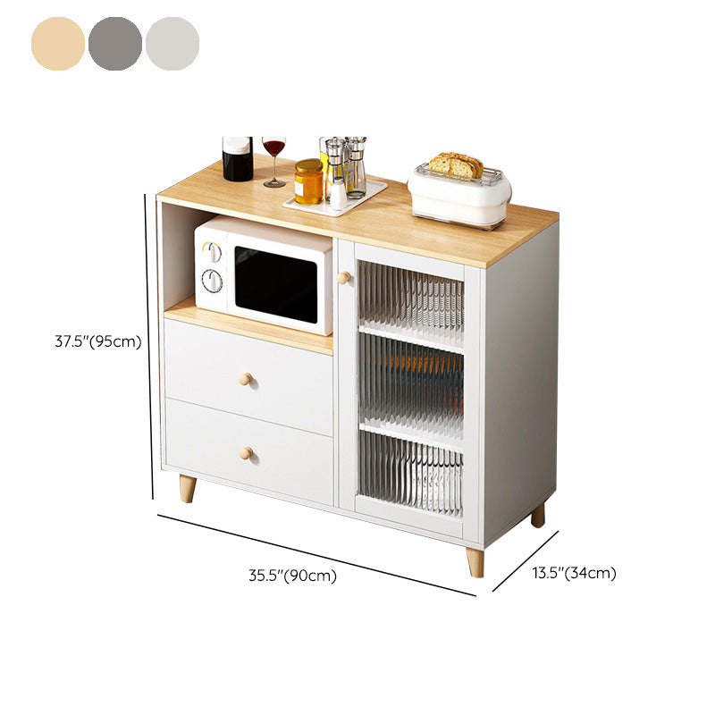 Modern Style Dining Server 2-drawer Sideboard Table with Open Storage