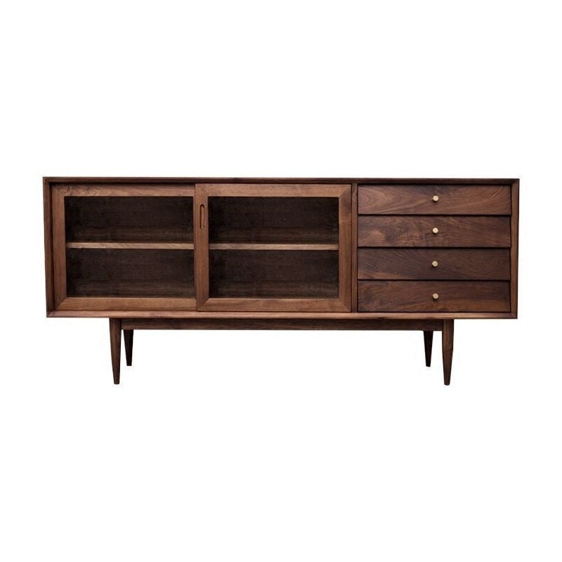 Modern Sideboard 4-drawer Solid Wood Dining Buffet with Sliding Door