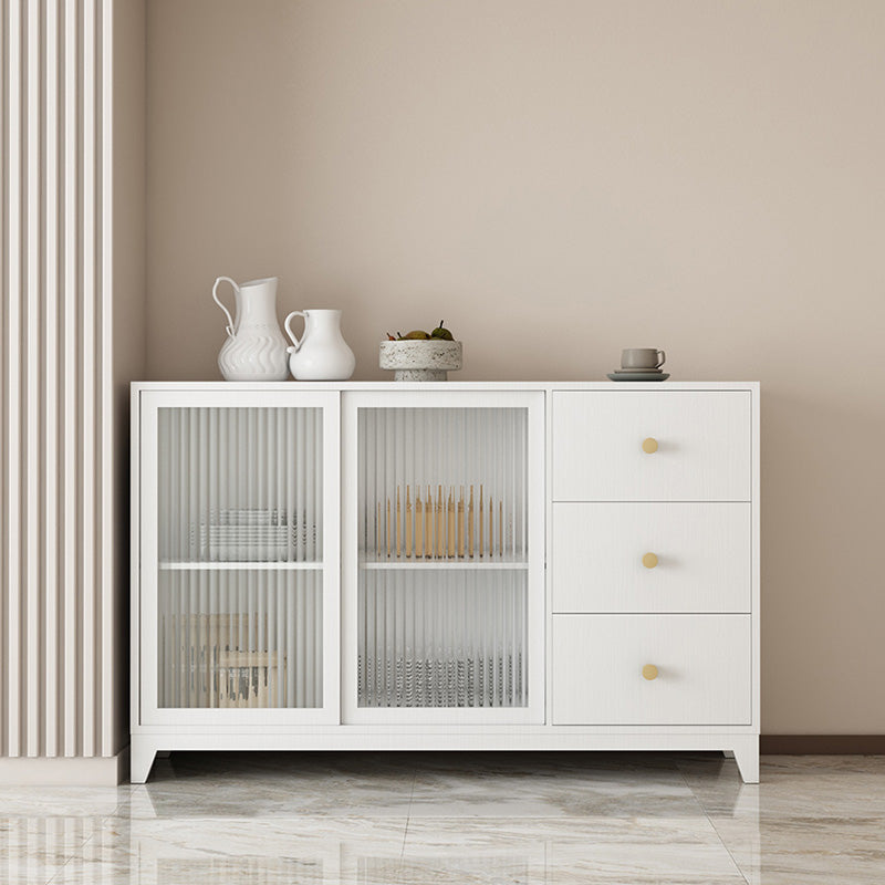 Modern White Side Board 15.7"W Engineered Wood Credenza with Glass Door