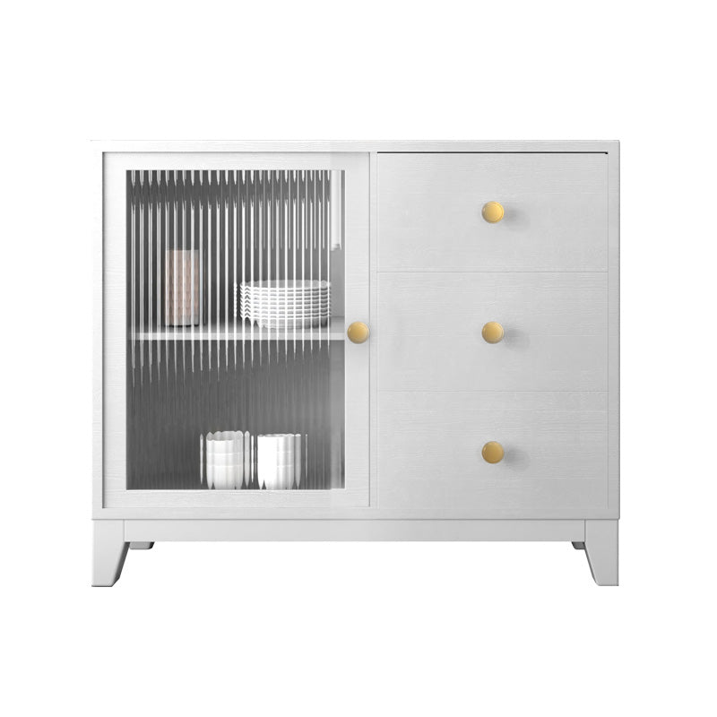 Modern White Side Board 15.7"W Engineered Wood Credenza with Glass Door