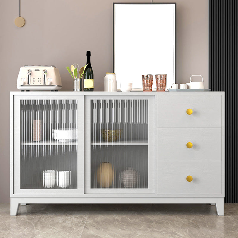 Modern White Side Board 15.7"W Engineered Wood Credenza with Glass Door