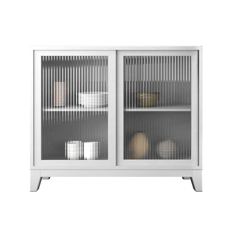 Modern White Side Board 15.7"W Engineered Wood Credenza with Glass Door